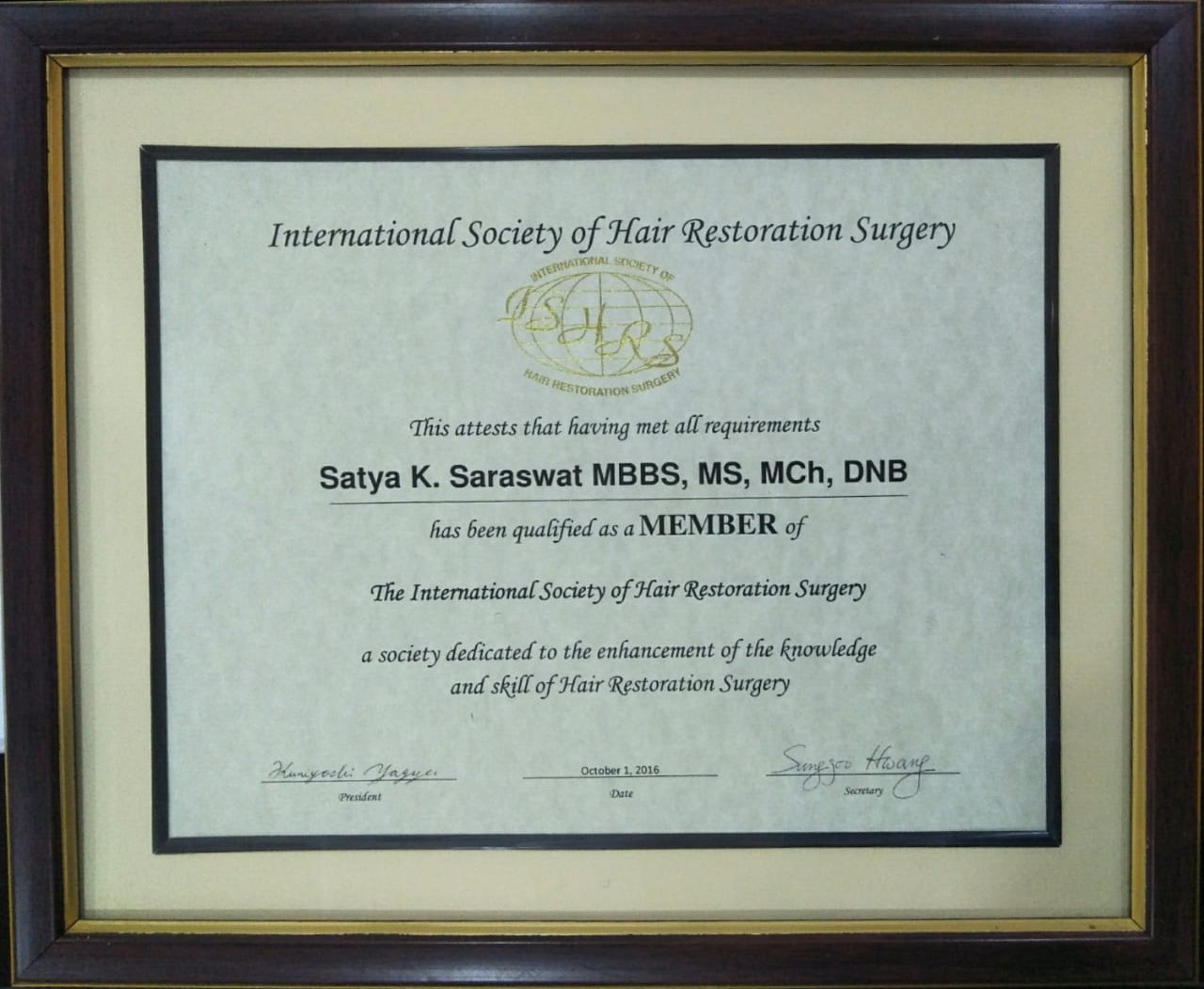 Dr Satya Saraswat ISHRS